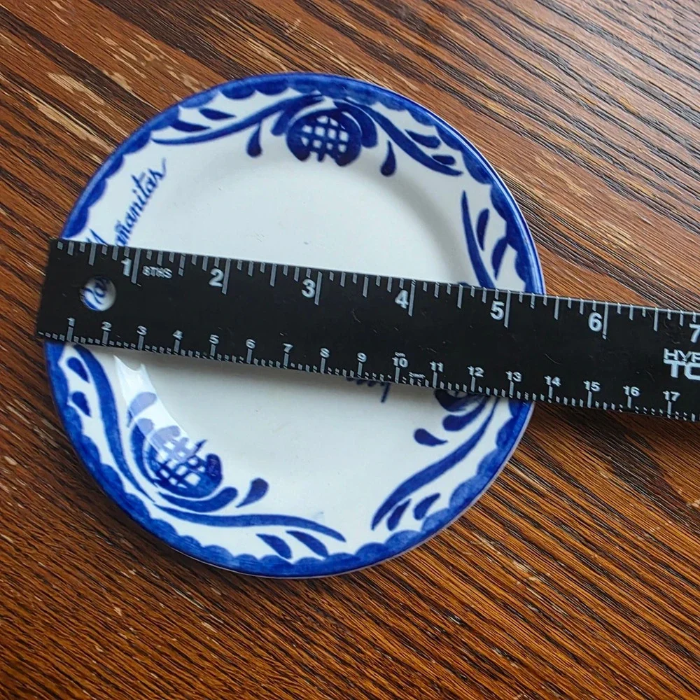 Vitreofora Las Mananitas Dinner Plate Crane Design Mexico Blue Glaze 5.5